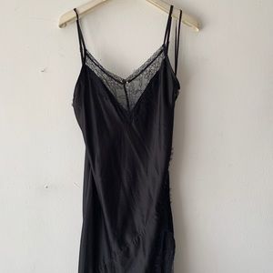 Love, Courtney lace satin black slip dress